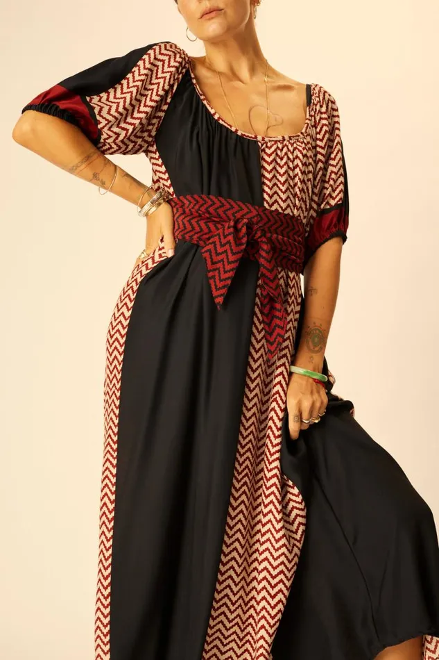Women Natalie Martin Dresses Vivi Dress Block Zigzag Noire
