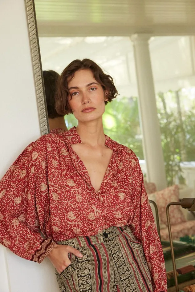 Women Natalie Martin Tops Iris Top Water Lily Terracotta