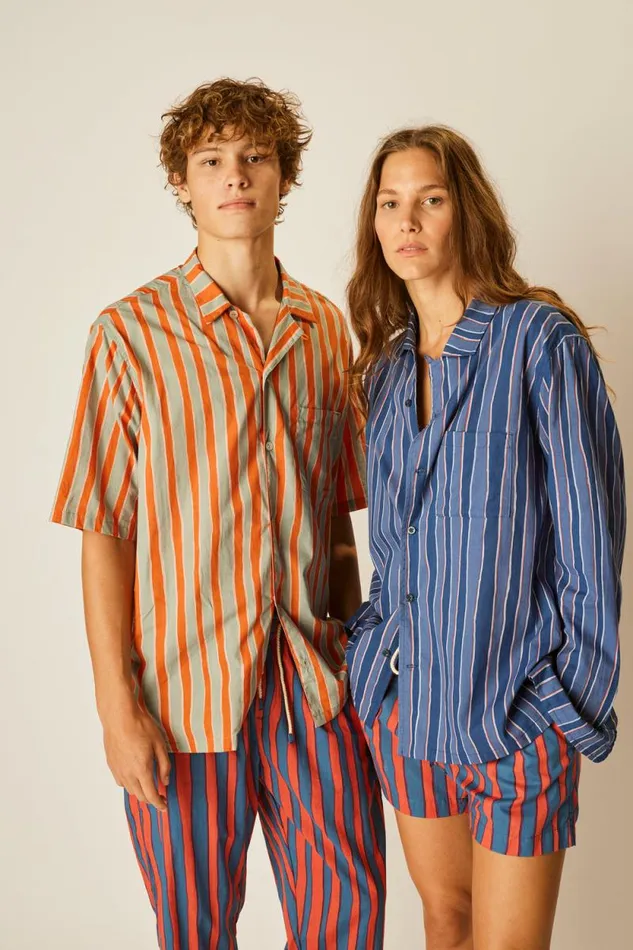 Women Natalie Martin Tops Kevin Shirt Batik Stripe Sage