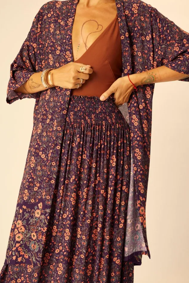 Women Natalie Martin Tops Lennon Kimono Petite Fleur Aubergine