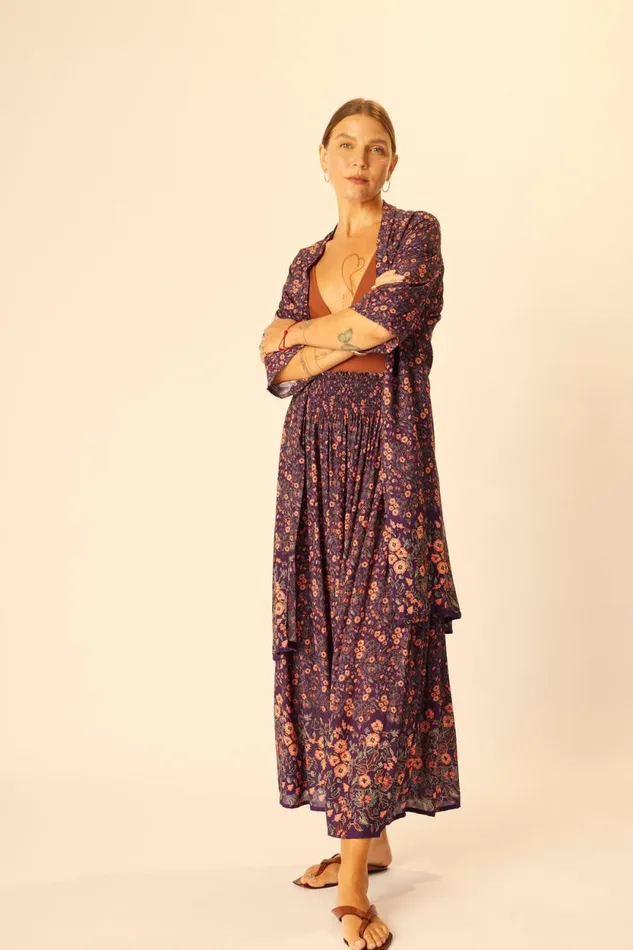 Women Natalie Martin Tops Lennon Kimono Petite Fleur Aubergine