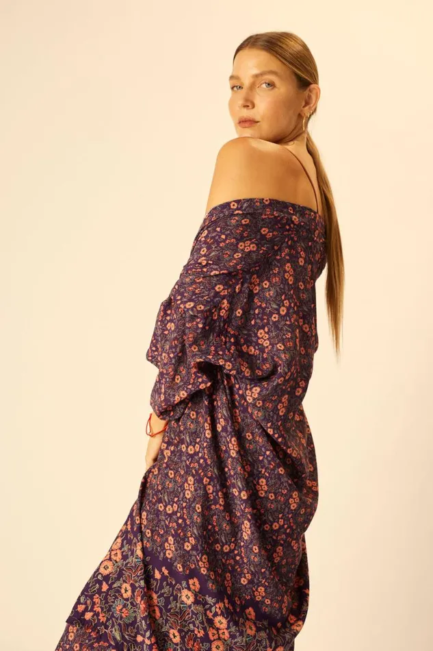 Women Natalie Martin Tops Lennon Kimono Petite Fleur Aubergine