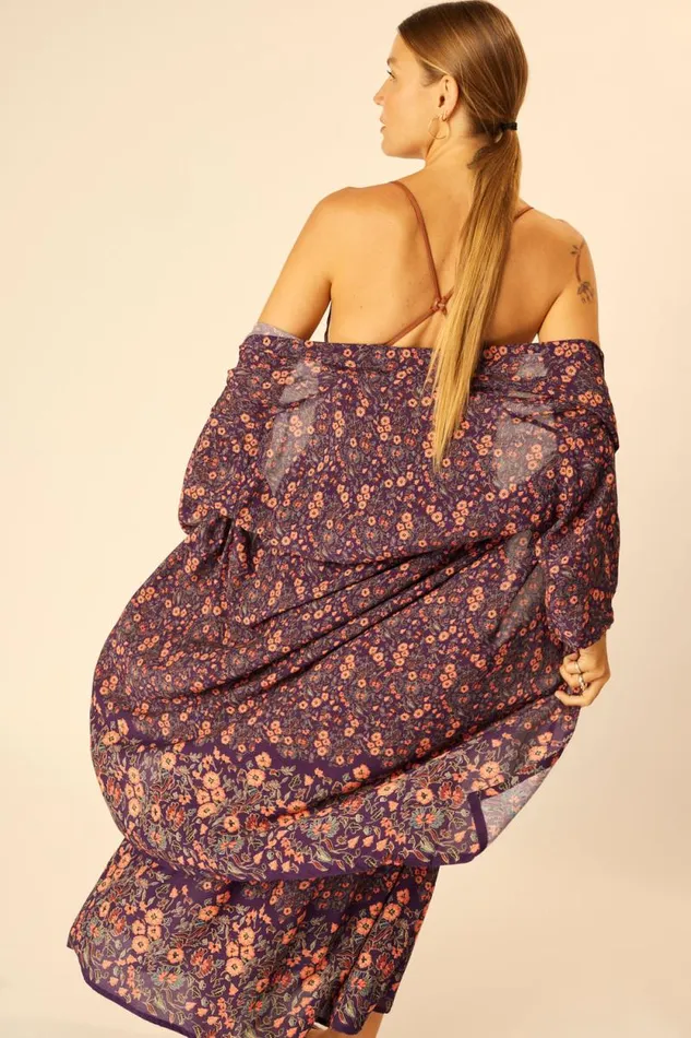 Women Natalie Martin Tops Lennon Kimono Petite Fleur Aubergine