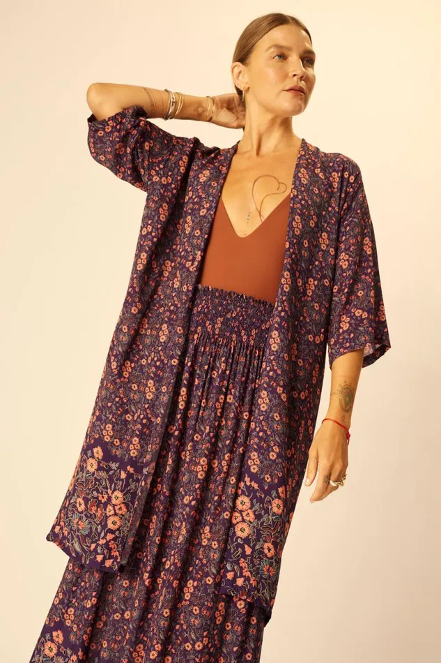 Women Natalie Martin Tops Lennon Kimono Petite Fleur Aubergine