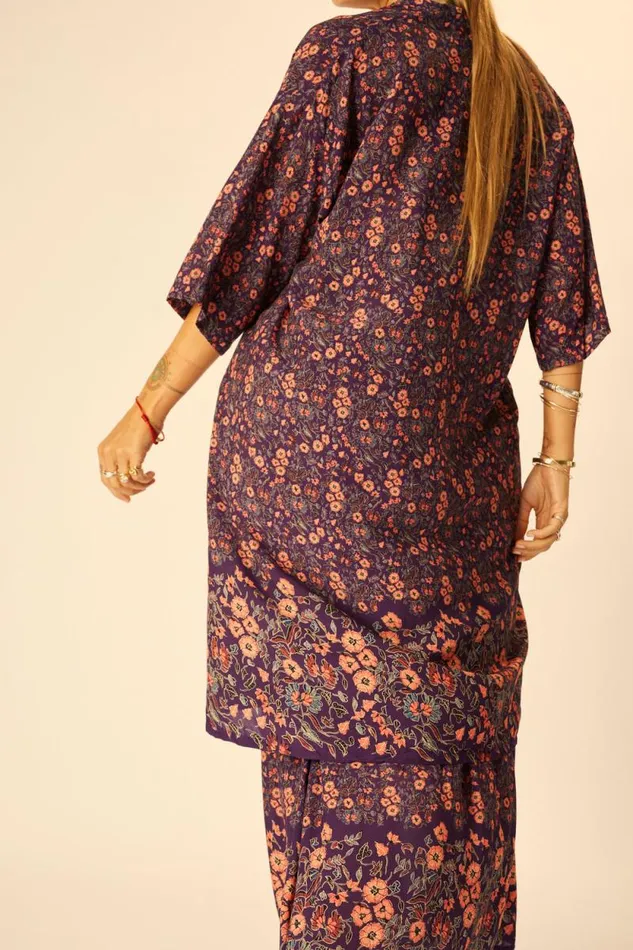 Women Natalie Martin Tops Lennon Kimono Petite Fleur Aubergine