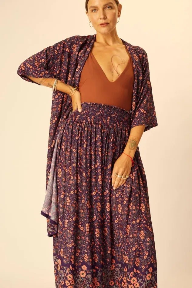 Women Natalie Martin Tops Lennon Kimono Petite Fleur Aubergine