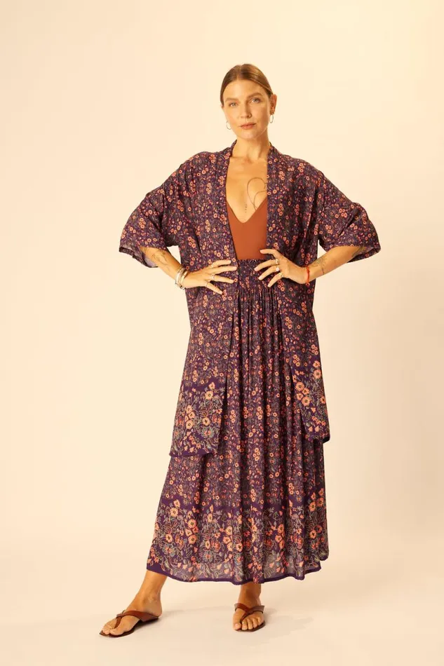 Women Natalie Martin Tops Lennon Kimono Petite Fleur Aubergine