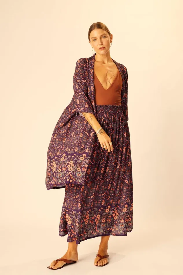 Women Natalie Martin Tops Lennon Kimono Petite Fleur Aubergine
