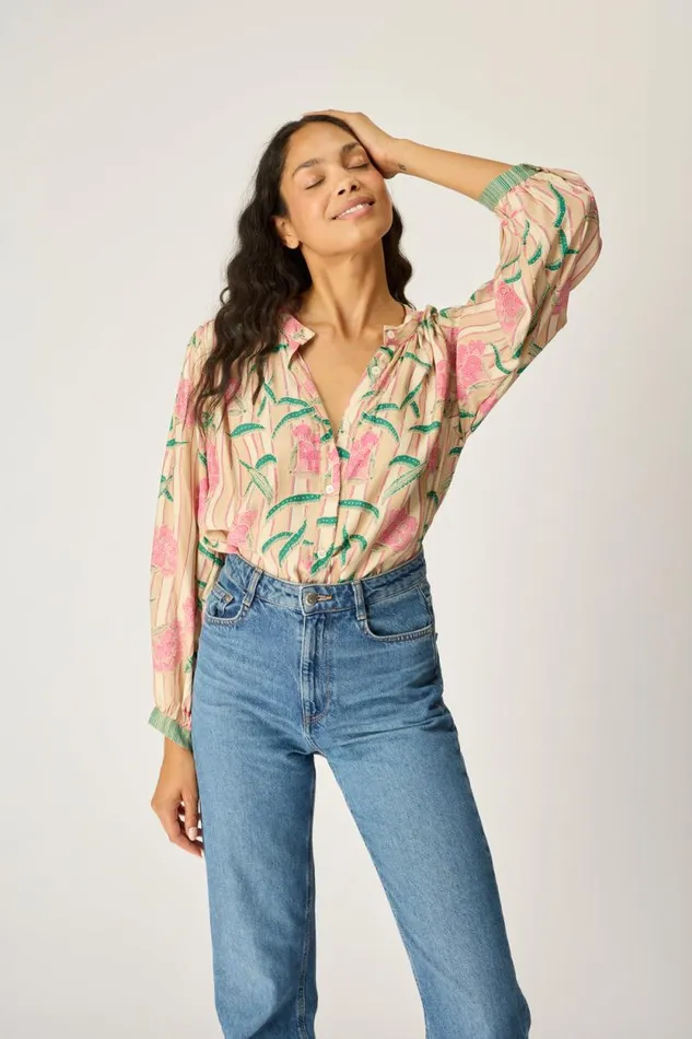 Women Natalie Martin Tops Tolan Shirt Chamomile Rose