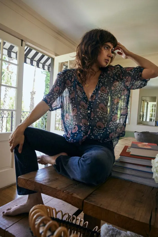 Women Natalie Martin Tops Violet Top Vintage Flowers Indigo