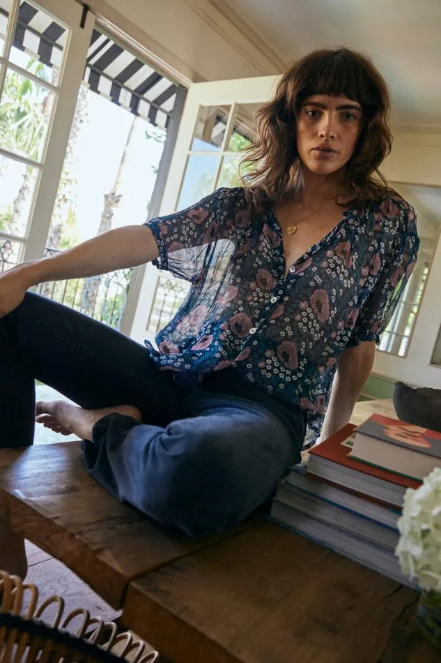Women Natalie Martin Tops Violet Top Vintage Flowers Indigo