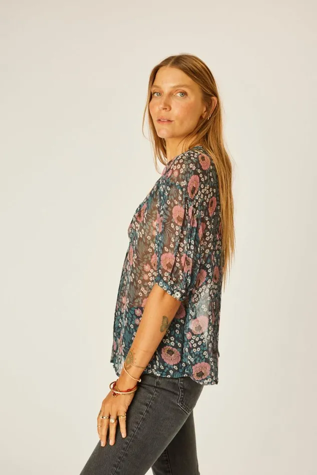 Women Natalie Martin Tops Violet Top Vintage Flowers Indigo