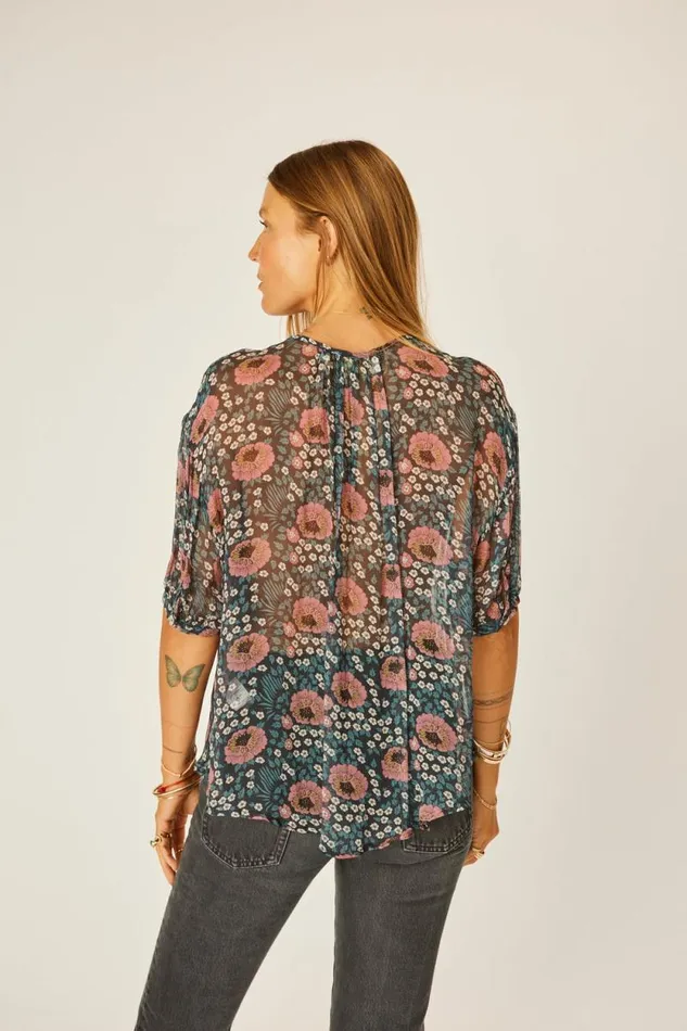 Women Natalie Martin Tops Violet Top Vintage Flowers Indigo