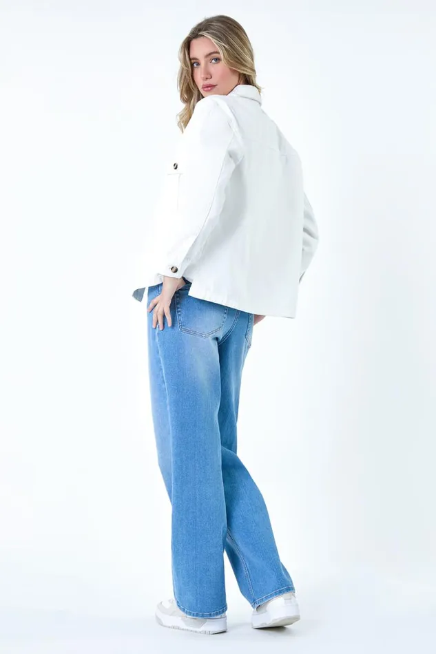 Women Natural Relaxed Denim Jacket Roman Jackets