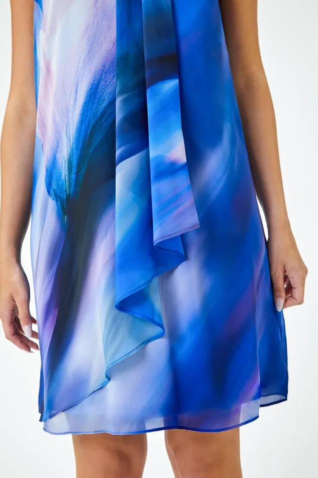 Women Navy LIMITED Abstract Halter Neck Shift Dress Roman Dresses
