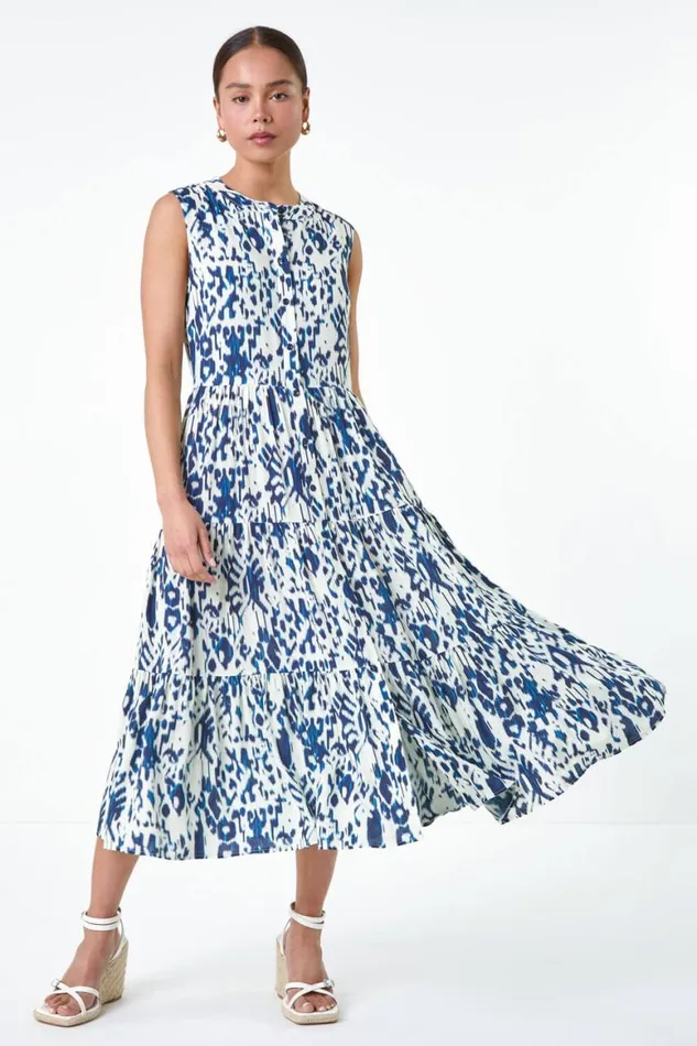 Women Navy Petite Aztec Midi Shirt Dress Roman Dresses