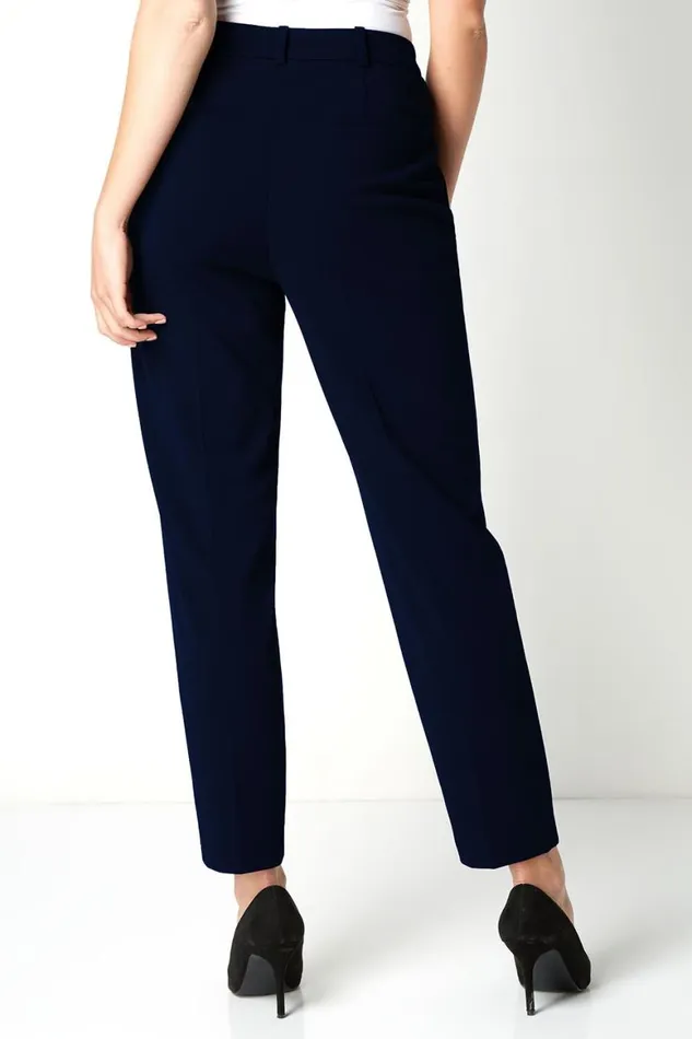 Women Navy Petite Smart Tapered Trouser Roman Trousers
