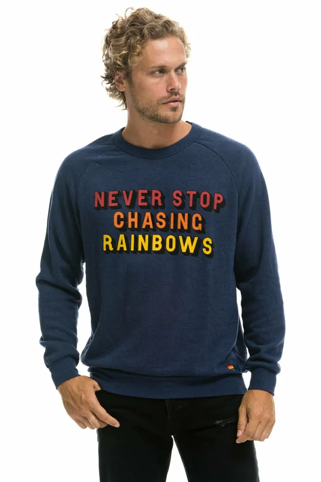 Women NEVER STOP CHASING RAINBOWS CREW SWEATSHIRT 8211 NAVY Aviator Nation UnisexCrewSweatshirt Women NEVER STOP CHASING RAINBOWS CREW SWEATSHIRT 8211 NAVY Aviator Nation UnisexCrewSweatshirt