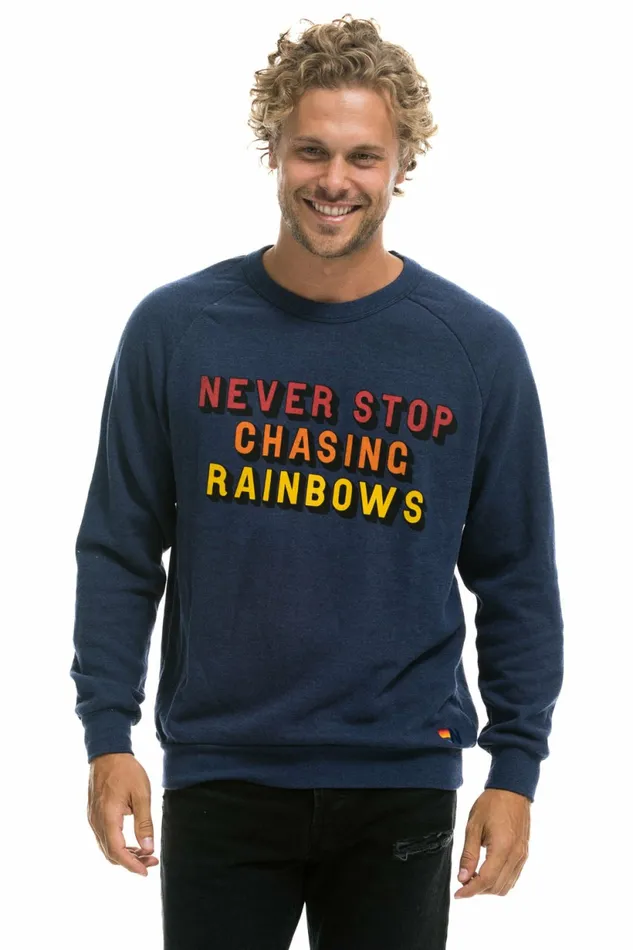 Women NEVER STOP CHASING RAINBOWS CREW SWEATSHIRT 8211 NAVY Aviator Nation UnisexCrewSweatshirt Women NEVER STOP CHASING RAINBOWS CREW SWEATSHIRT 8211 NAVY Aviator Nation UnisexCrewSweatshirt