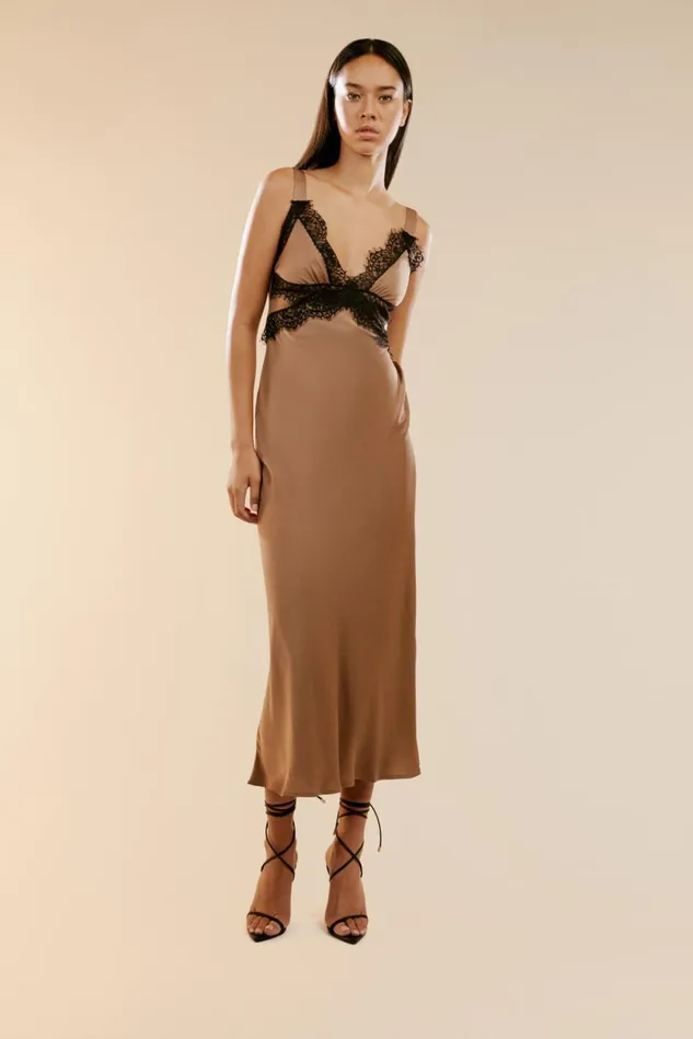 Women Occasion Dresses Bardot Delta Satin Midi Dress In Bronze Bronze Women Occasion Dresses Bardot Delta Satin Midi Dress In Bronze Bronze
