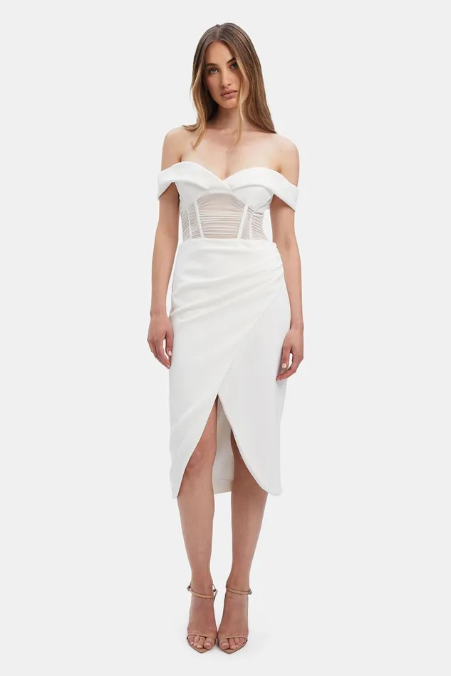 Women Occasion Dresses Bardot Novacane Midi Dress In Orchid White Orchid White