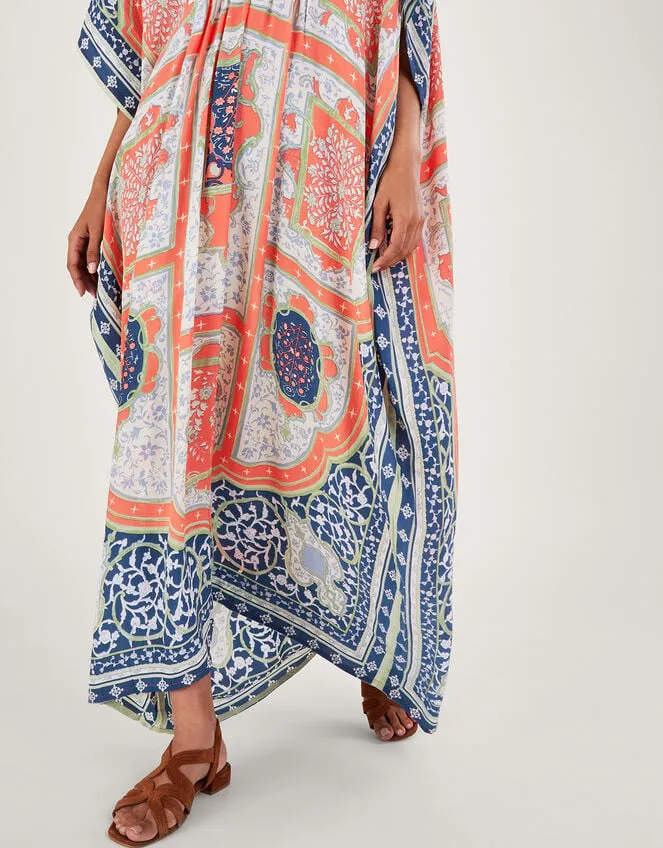 Women One Hundred Stars Indian Summer Maxi Kaftan Orange Monsoon Dresses