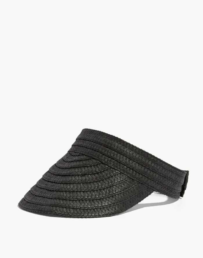 Women Packable Braided Straw Visor Almost Black Madewell Hats
