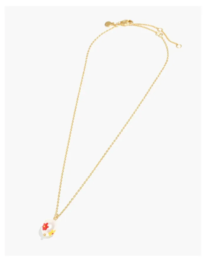 Women Painted Pearl Pendant Necklace Vintage Gold Madewell Necklaces Women Painted Pearl Pendant Necklace Vintage Gold Madewell Necklaces