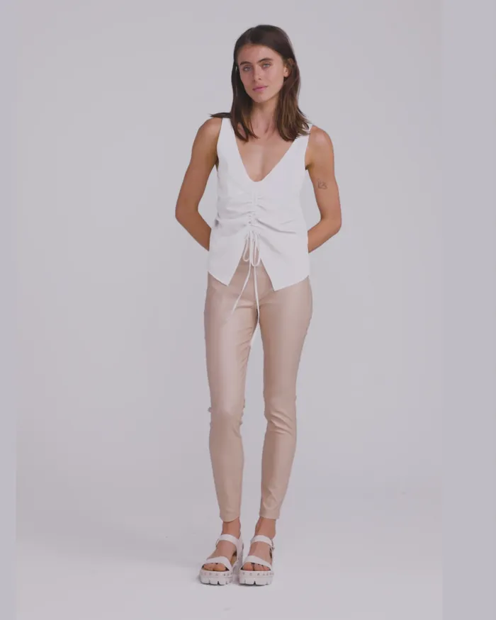 Women Pants and Skirts Belle and Bloom City Slicker Coated Legging 8211 Sand