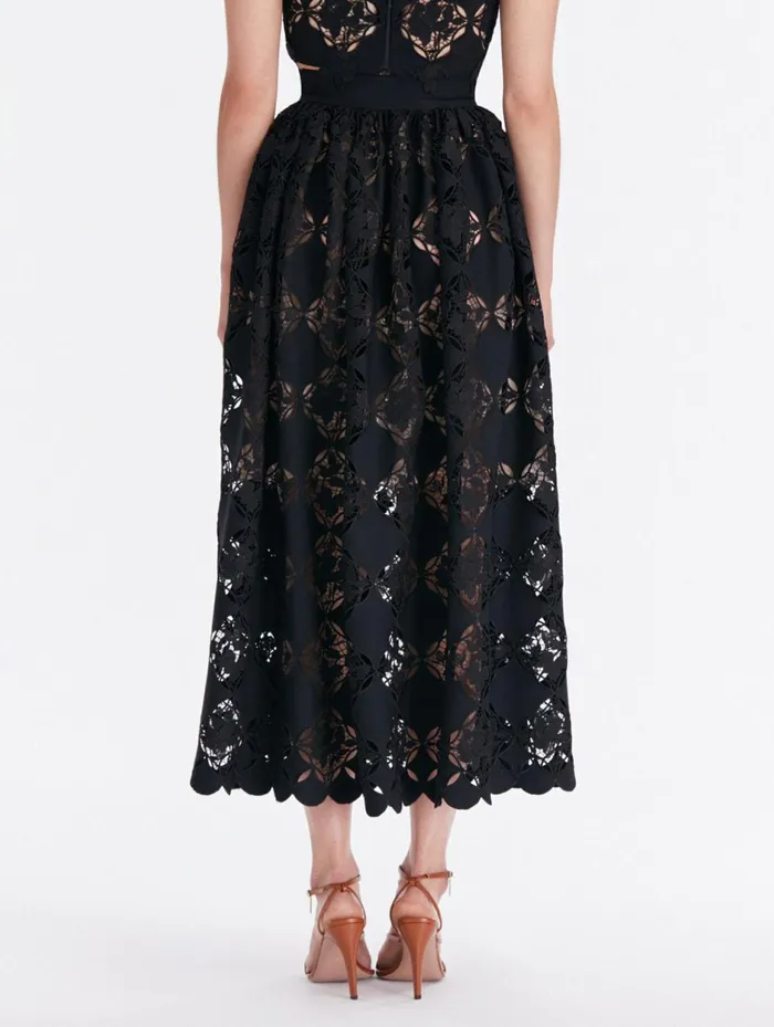 Women Pants and Skirts Oscar De La Renta Gardenia Guipure Eyelet Skirt Black Women Pants and Skirts Oscar De La Renta Gardenia Guipure Eyelet Skirt Black