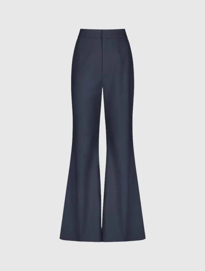 Women Pants Mac Duggal Navy Classic Crepe Flared Trouser Pant 8211 FINAL SALE Navy