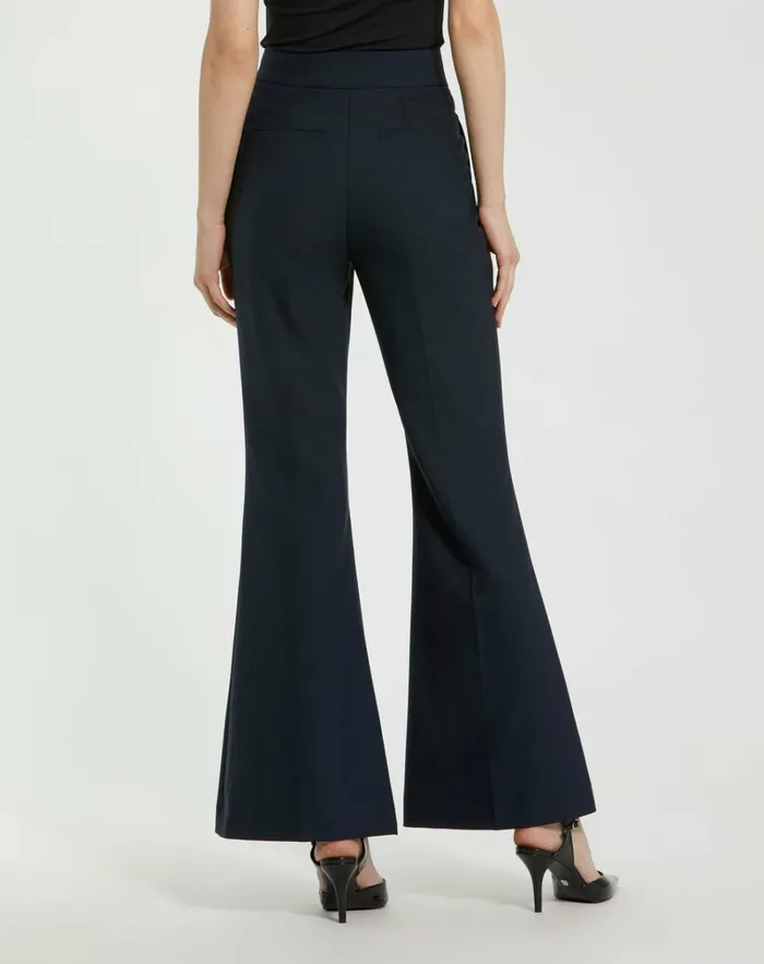 Women Pants Mac Duggal Navy Classic Crepe Flared Trouser Pant 8211 FINAL SALE Navy