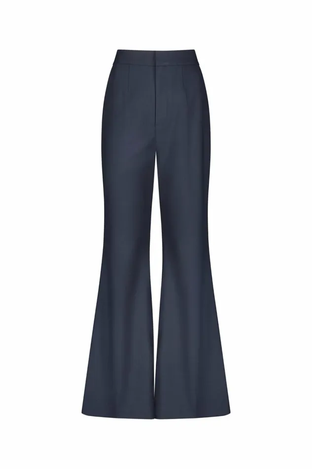 Women Pants Mac Duggal Navy Classic Crepe Flared Trouser Pant 8211 FINAL SALE Navy