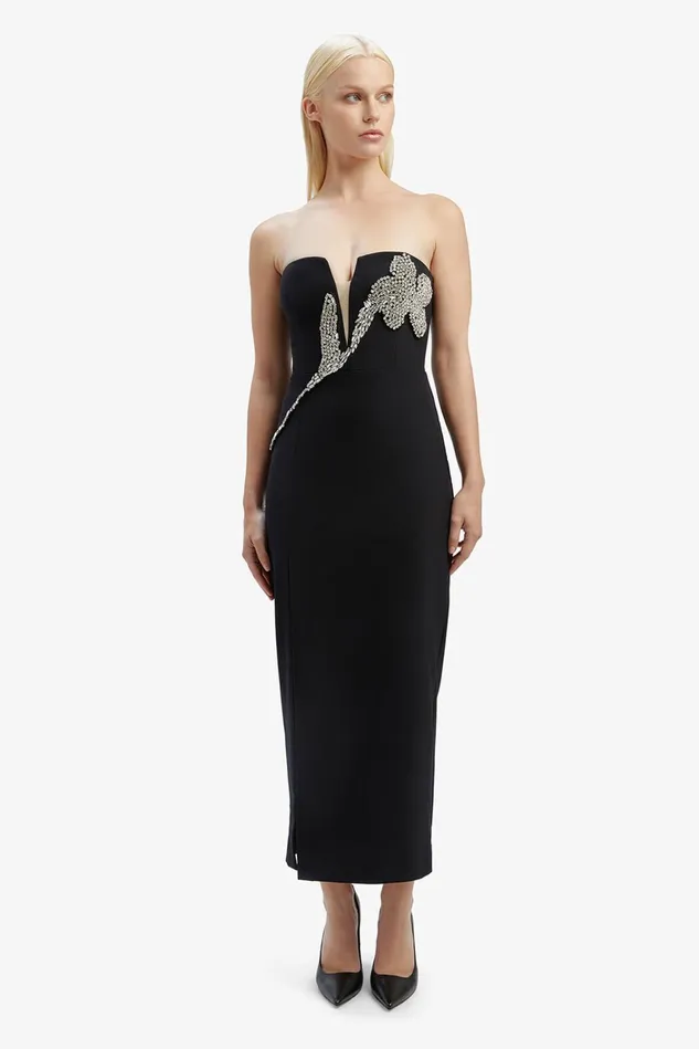 Women Party Dresses Bardot Ambiance Midi Dress In Black Black