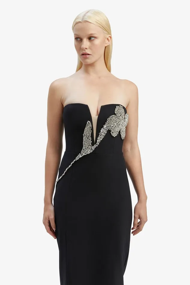 Women Party Dresses Bardot Ambiance Midi Dress In Black Black