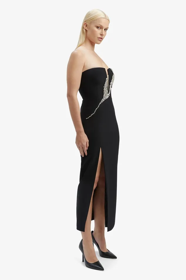 Women Party Dresses Bardot Ambiance Midi Dress In Black Black