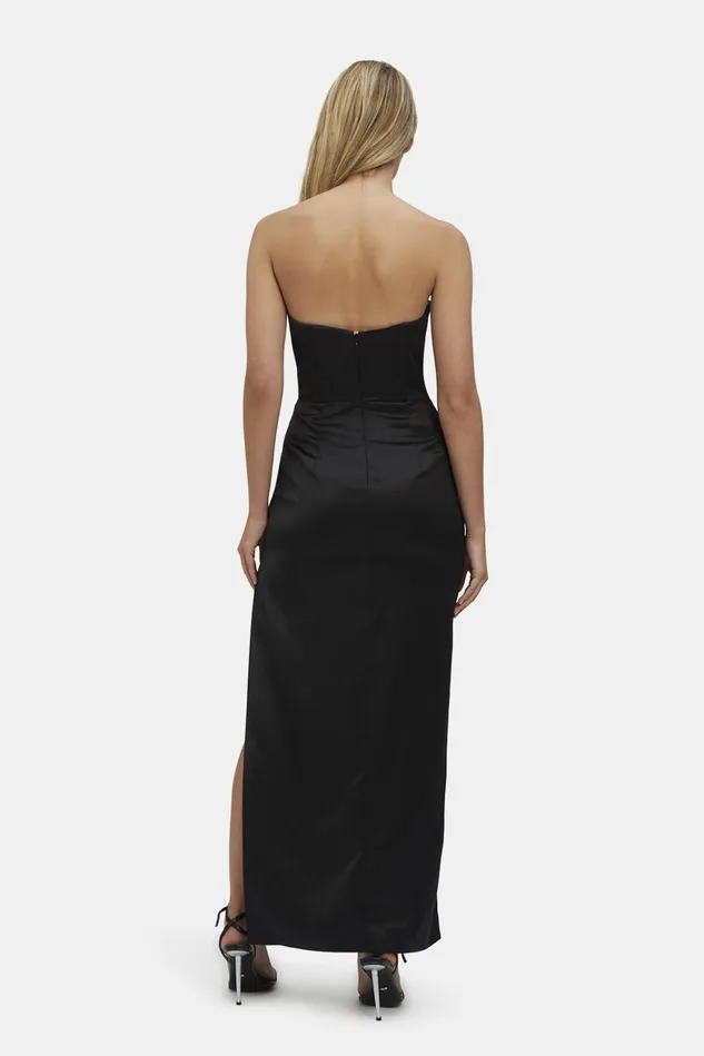 Women Party Dresses Bardot Everlasting Satin Midi Dress In Black Black Women Party Dresses Bardot Everlasting Satin Midi Dress In Black Black