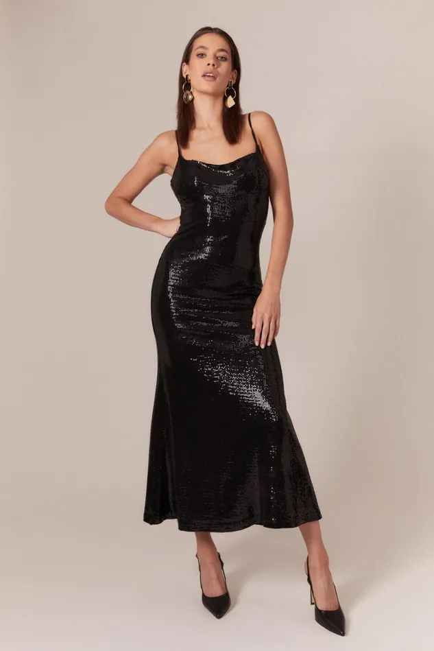 Women Party Dresses Bardot Ira Midi Dress In Black Black Women Party Dresses Bardot Ira Midi Dress In Black Black
