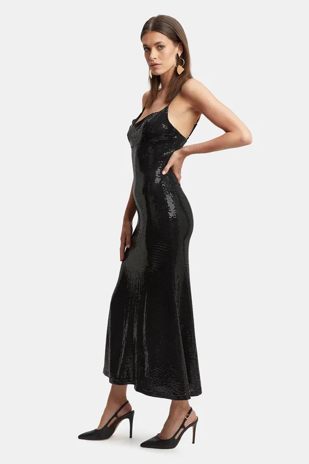 Women Party Dresses Bardot Ira Midi Dress In Black Black Women Party Dresses Bardot Ira Midi Dress In Black Black