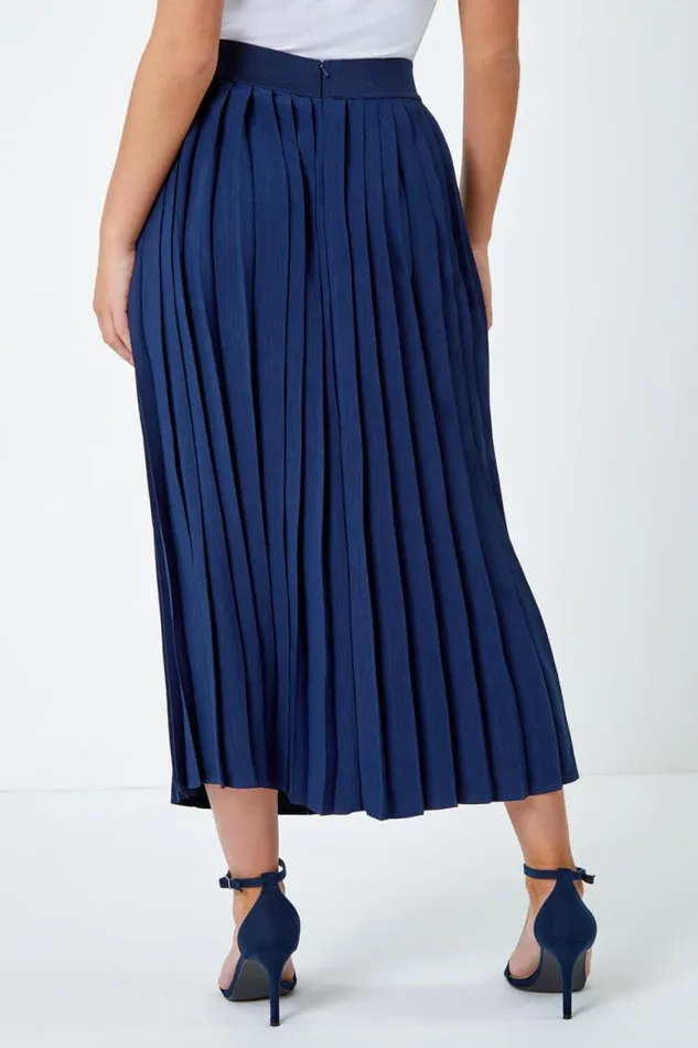 Women Petite Plain A Line Pleated Midi Skirt Roman Skirts