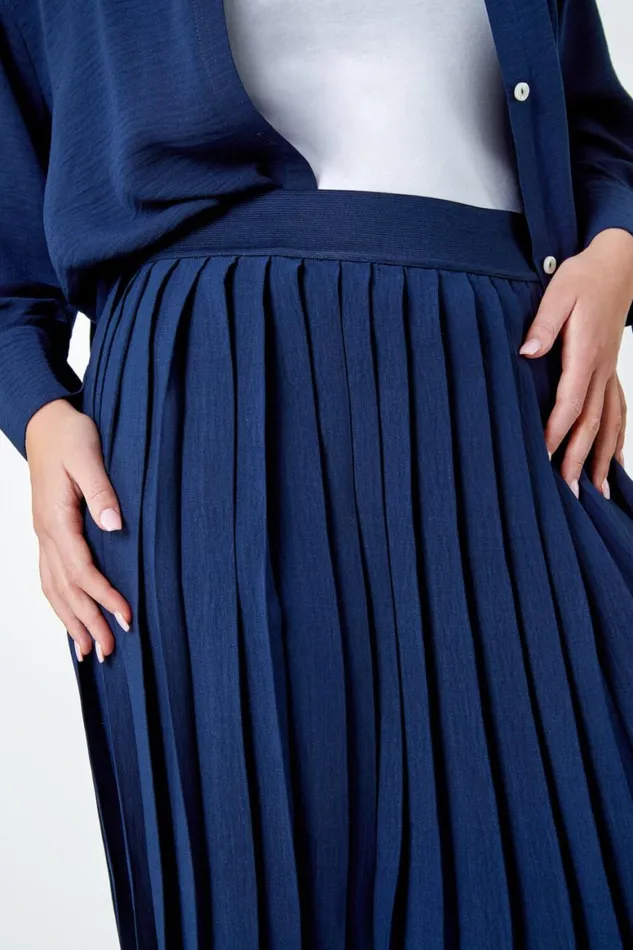 Women Petite Plain A Line Pleated Midi Skirt Roman Skirts