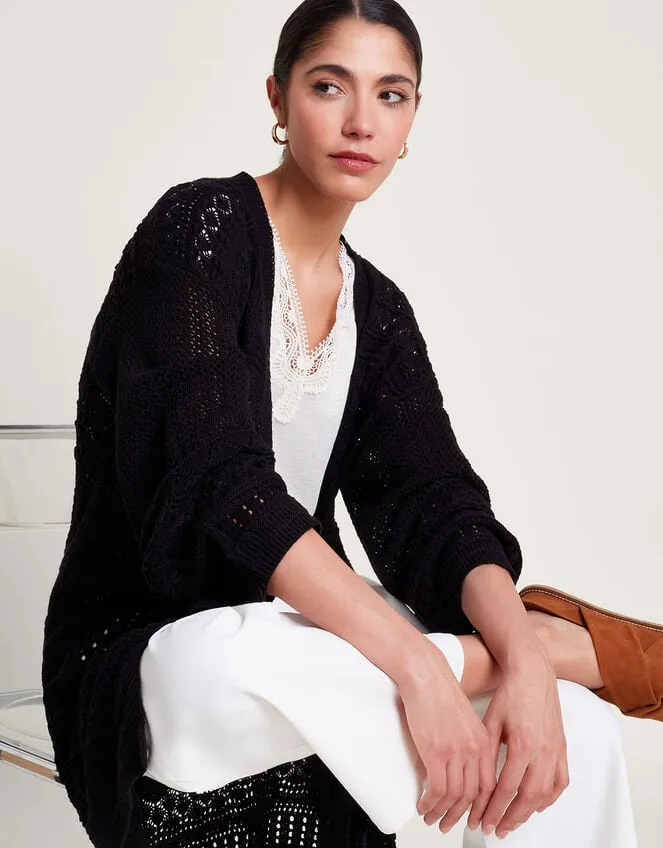 Women Phea Pointelle Cardigan Black Monsoon Cardigans