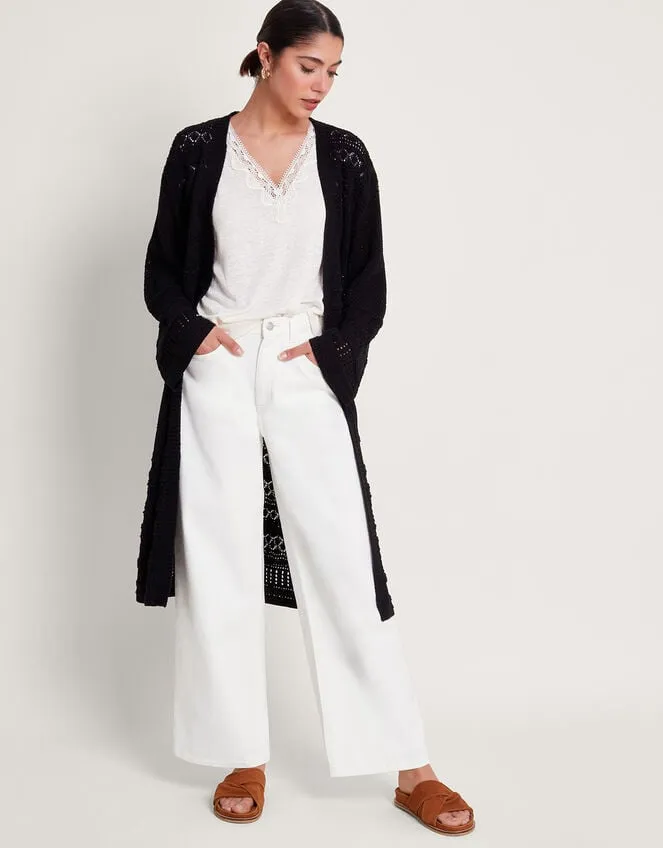 Women Phea Pointelle Cardigan Black Monsoon Cardigans
