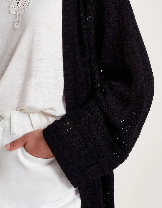 Women Phea Pointelle Cardigan Black Monsoon Cardigans