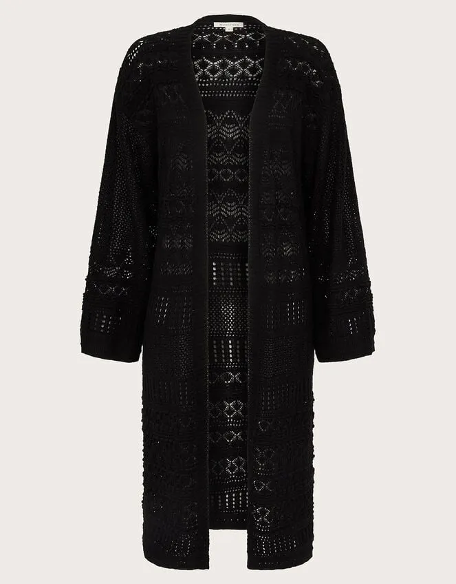 Women Phea Pointelle Cardigan Black Monsoon Cardigans