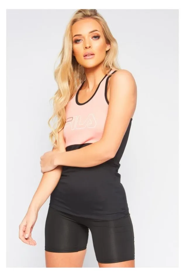 Women Pink And Black TwoTone Tank Top Brentiny Paris Top And Tank Tops