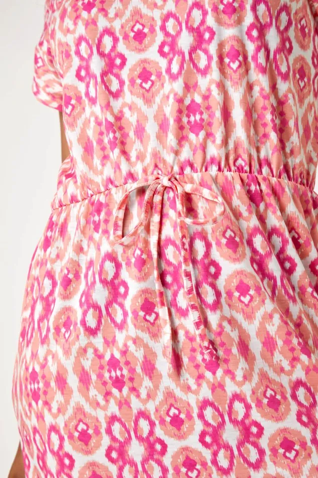 Women Pink Petite Aztec Stretch TShirt Dress Roman Dresses