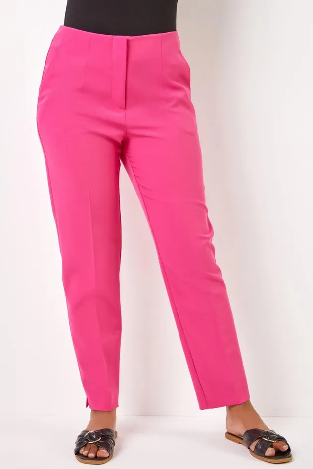 Women Pink Petite Soft Jersey Tapered Trouser Roman Trousers
