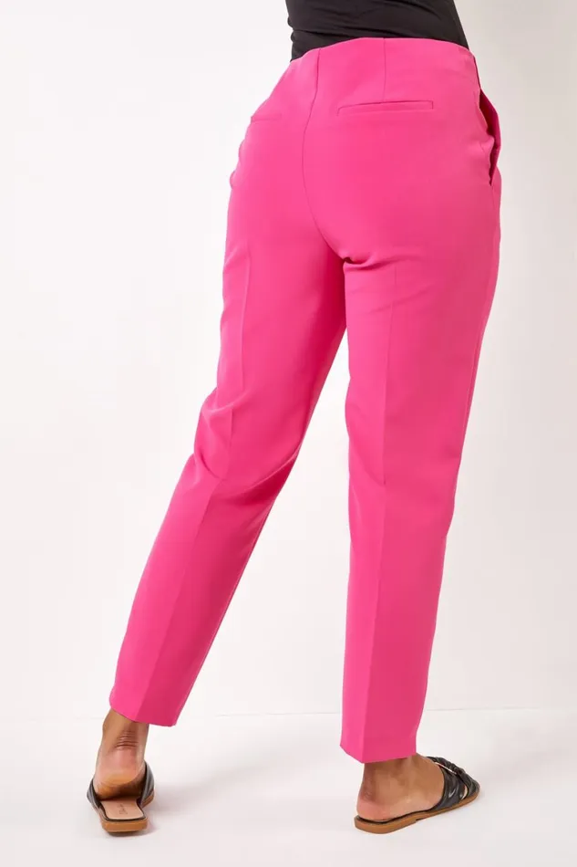 Women Pink Petite Soft Jersey Tapered Trouser Roman Trousers