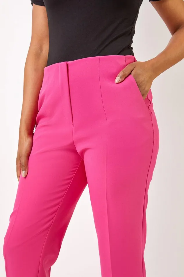 Women Pink Petite Soft Jersey Tapered Trouser Roman Trousers
